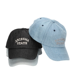 Casquettes de baseball classiques en denim avec broderie Arizona State noir et bleu