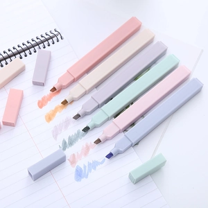 6-pack Morandi soft-tip highlighters for journaling on spiral notebook paper