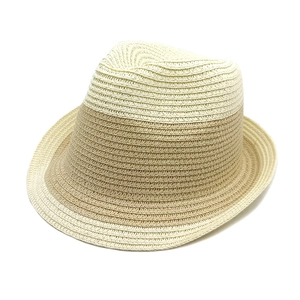 Elegant two-tone woven straw jazz hat for summer beach trips and outdoor sun protection