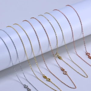 Detailed view of S925 sterling silver O-chain necklaces in silver, gold and rose gold