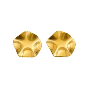 Golden irregular textured wavy star-shaped stud earrings in minimalist polished finish