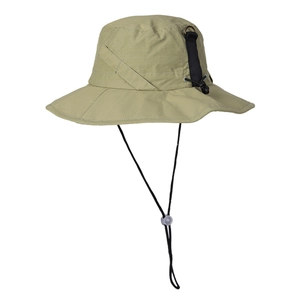 Outdoor nylon sun protection boonie hat with adjustable chin strap for hiking and camping