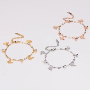 Minimalist stainless steel butterfly bead bracelets in gold, silver and rose gold