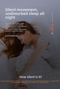 Silent wall clock movement detail showing 12-15 dB low noise for a peaceful sleep