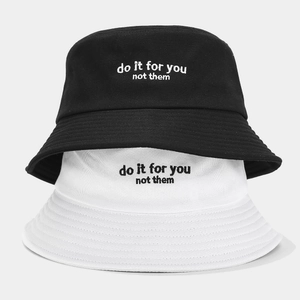 Vintage Cotton Bucket Hat With Letter Embroidery Do It For You Not Them Breathable Sun Protection For Men Women