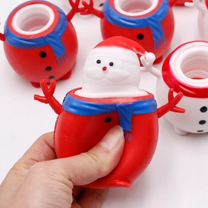 Christmas snowman squeeze toy made of soft plastic for stress relief and fun