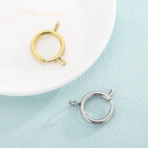 Polished gold and silver stainless steel spring ring clasps for DIY jewelry making