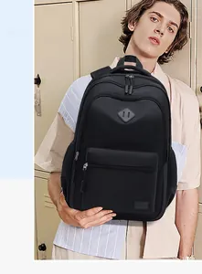 Classic black high-capacity backpack with front zipper pocket and padded shoulder straps