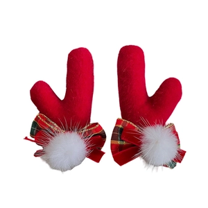Barrettes bois de renne de Noël avec nœuds à carreaux rouges et verts pour filles
