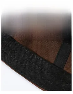 Macro detail of the wide inner sweatband and stitching on the cotton baseball cap