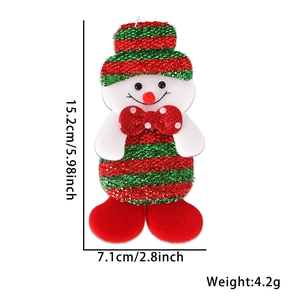 Cute Christmas snowman fabric pendant with red sequins and measurement scale details