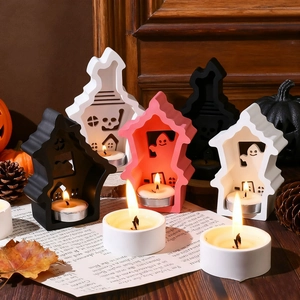 Halloween Geisterhaus Silikonformen für Kerzenhalter mit Geistern und Totenkopfmustern