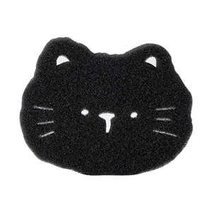 Black cat-shaped washing machine lint filter sponge for hair removal and cleaning