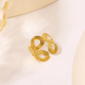 18K vergoldeter hohler Spiralring aus Edelstahl für Damen im minimalistischen Design