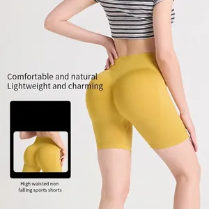 Short de yoga sans couture jaune gingembre à taille haute avec effet push-up fessier