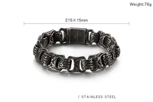 Detailed macro view showing the 15mm width and 316L stainless steel clasp of the mens bracelet