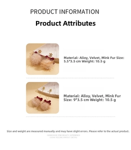 Detailed size and material specs for vintage snowflake pom pom drop earrings