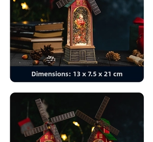 Christmas lantern music box featuring Santa and reindeer, 13x7.5x21cm festive decoration