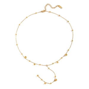 Minimalist 18K gold-plated stainless steel Y-shaped necklace with small beads