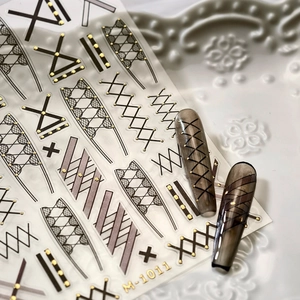 3D Embossed Nail Art Stickers Cross Ribbon Geometric Lines Bow Knot Design Adhesive Decals For DIY Manicure Beauty Decoration