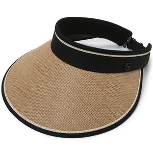 Women's summer straw sun visor with wide brim and black G logo detailing