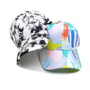 Tie-dye and graffiti patterned baseball caps set for outdoor casual sun protection