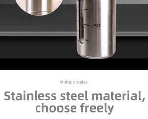 Detail showing 10oz scale marking on durable stainless steel oil sprayer container