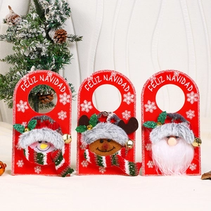 Set of 3 Christmas door hangers featuring Santa, snowman and reindeer ornaments