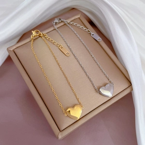 Minimalist Heart Pendant Bracelet Stainless Steel Adjustable O-Chain Elegant Vintage Jewelry Gift For Women