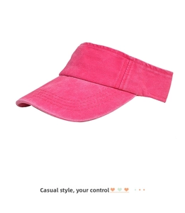 Close-up of pink washed cotton sun visor showing durable quadruple edge stitching detail