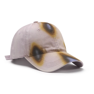 Unisex vintage washed cotton baseball cap with retro distressed splash paint effect