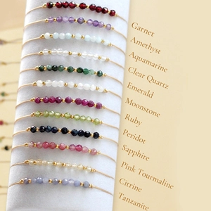 Bracelet Pierre De Naissance Pierres Semi-Précieuses Naturelles Perles En Cuivre Or Tissé À La Main Cordon Réglable Bijoux Cadeau Femmes