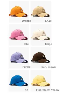 Detailed grid showing 8 colors of baseball caps with 3D letter P embroidery