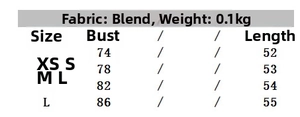 Size chart for poplin camisole top showing chest and length in XS to L sizes