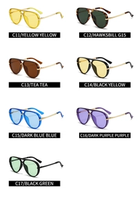 Detailed overview of oversized aviator sunglasses in seven stylish color variations
