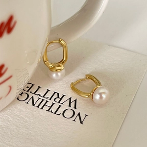 925 Sterling Silver Freshwater Pearl Teardrop Stud Earrings Minimalist Irregular Korean Fashion Earrings For Women Jewelry