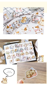 Detailed view of 45pcs cartoon cat stickers for DIY journals and scrapbooking