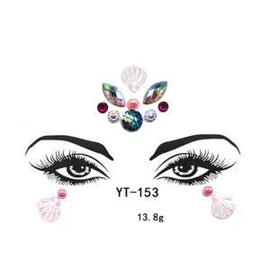 Face gem kit YT-153 featuring acrylic shell stones and rhinestones for artistic makeup