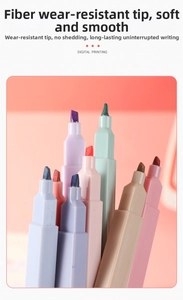Detail view of durable fiber chisel tip highlighter for smooth student journaling