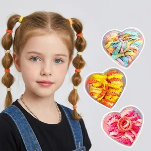 Kids Hair Ties Elastic Ruffled Hair Bands Heart Shaped Box Candy Colors Girls Hair Rings Soft Stretch No Damage