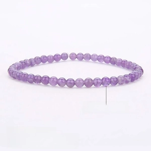 Natural 4mm amethyst beaded bracelet for women with 6-7 inch wrist size and minimalist design
