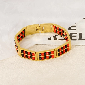 Detailed macro view of the double-layer abacus beads and gold stainless steel frame
