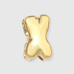 3D balloon style shiny golden letter X pendant with a polished mirror finish