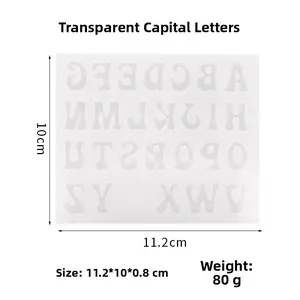 Detail of A-Z uppercase letter silicone mold with dimensions 11.2x10x0.8cm for DIY baking