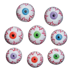 Yeux en résine pour Halloween en bleu, violet, orange et vert avec veines rouges