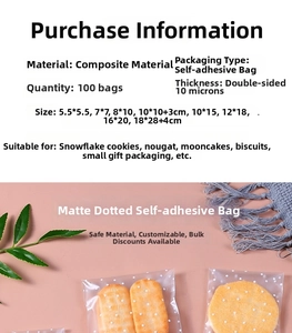 Frosted self-adhesive cookie bags with white polka dots for baking snacks or jewelry