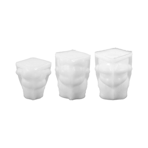 Three sizes of translucent silicone highland cattle candle molds in minimalist white