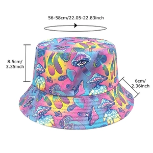 Bob pour adultes à motif de champignons colorés avec design psychédélique et motifs d'yeux