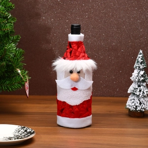 Housse de bouteille de vin à paillettes Père Noël pour décoration de table de Noël