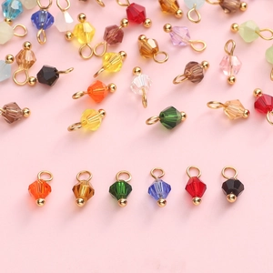 Multi-colored 4mm faceted glass crystal charms with gold loops for DIY jewelry making